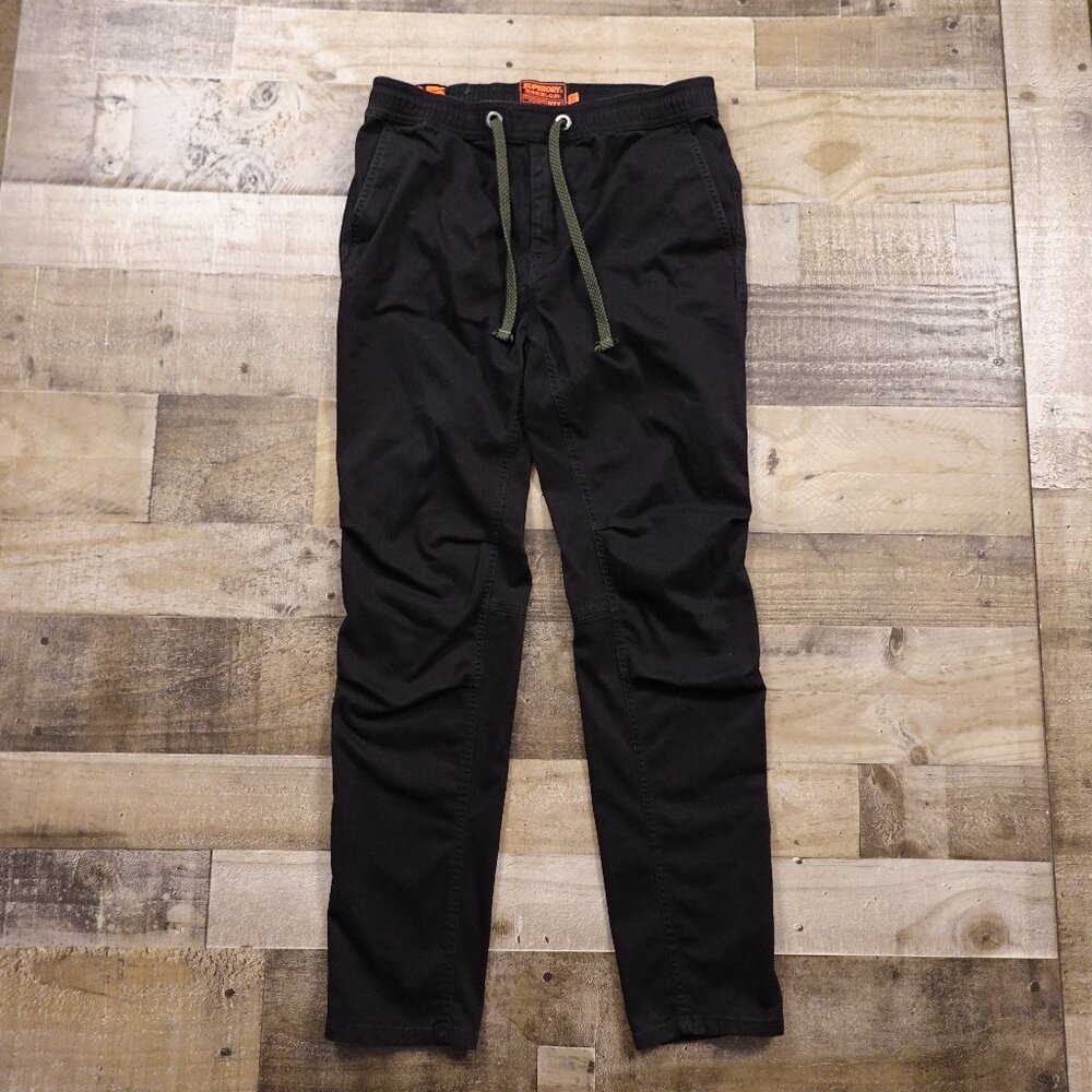 Superdry 05 Taper Jogger Pants Men’s Size 30x32 Black‎ Drawstring Casual Chino